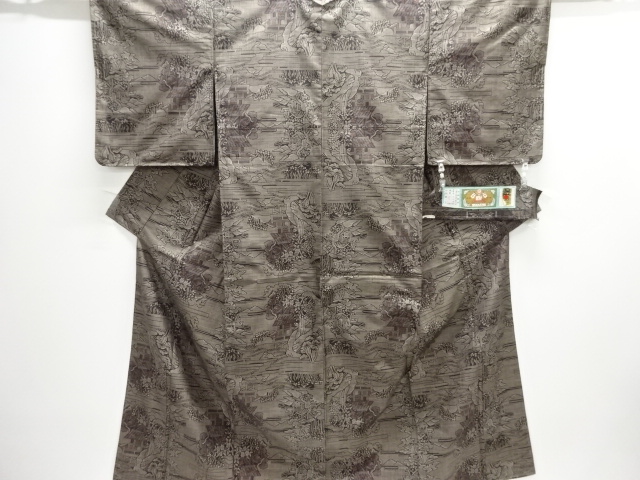 JAPANESE KIMONO / UNUSED DORO OSHIMA TSUMUGI (9 maruki) / WOVEN HOUSE SCENERY 